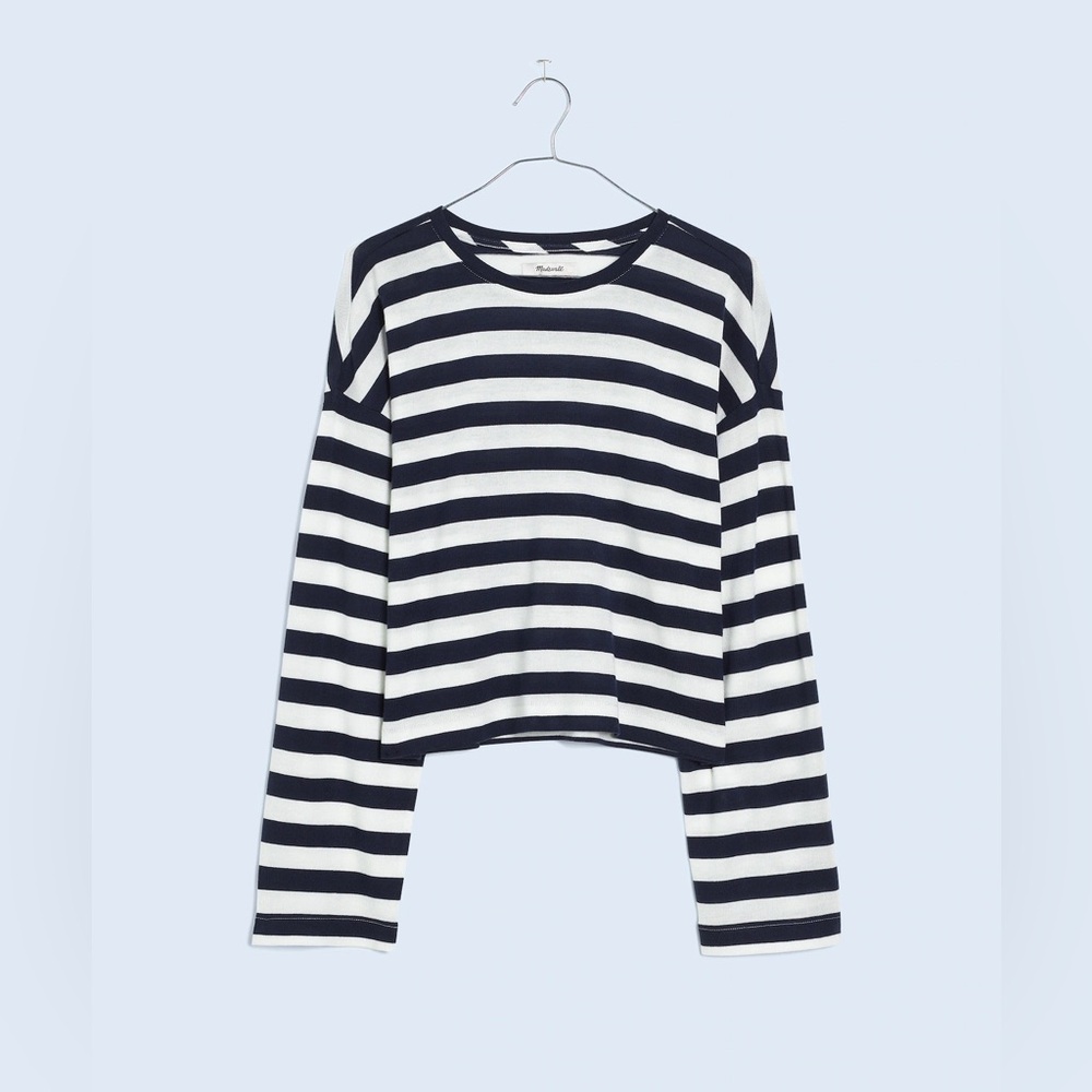 Madewell Drop-Shoulder Pullover Crop Tee in Stripe